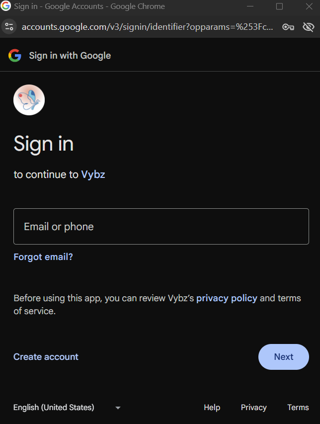 Google login popup